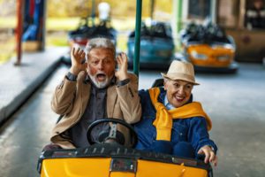 Couples love the bumper cars at Broadway Grand Prix, a Myrtle Beach attraction.