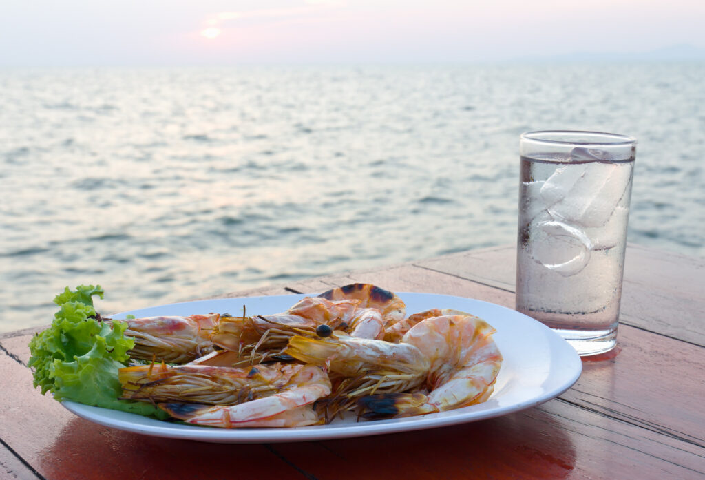 Shrimp on a plate at one of the best Myrtle Beach Restaurants on the Water