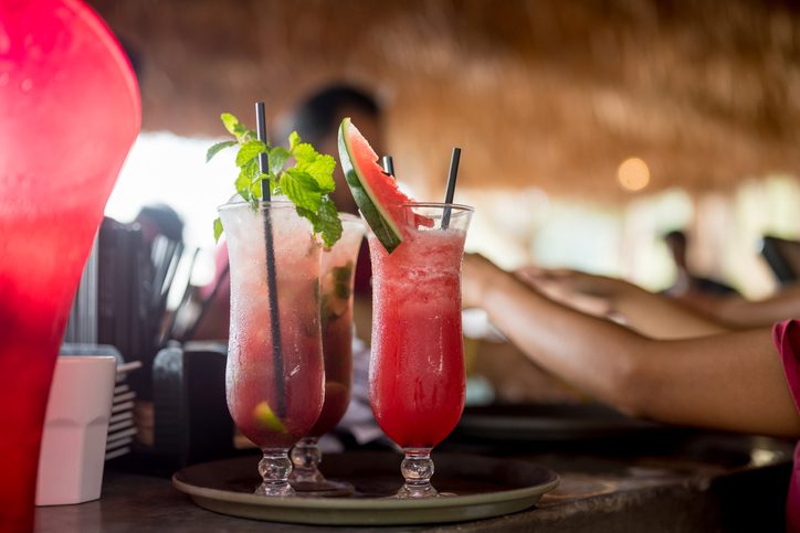 Tropical cocktails at beach bar