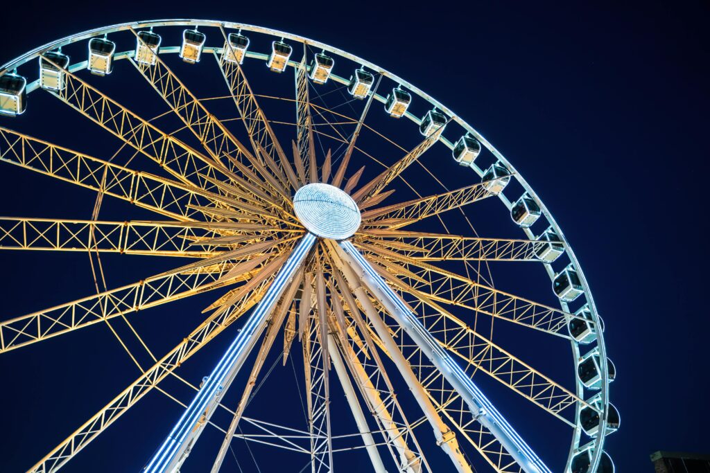 Myrtle Beach Skywheel from below at night