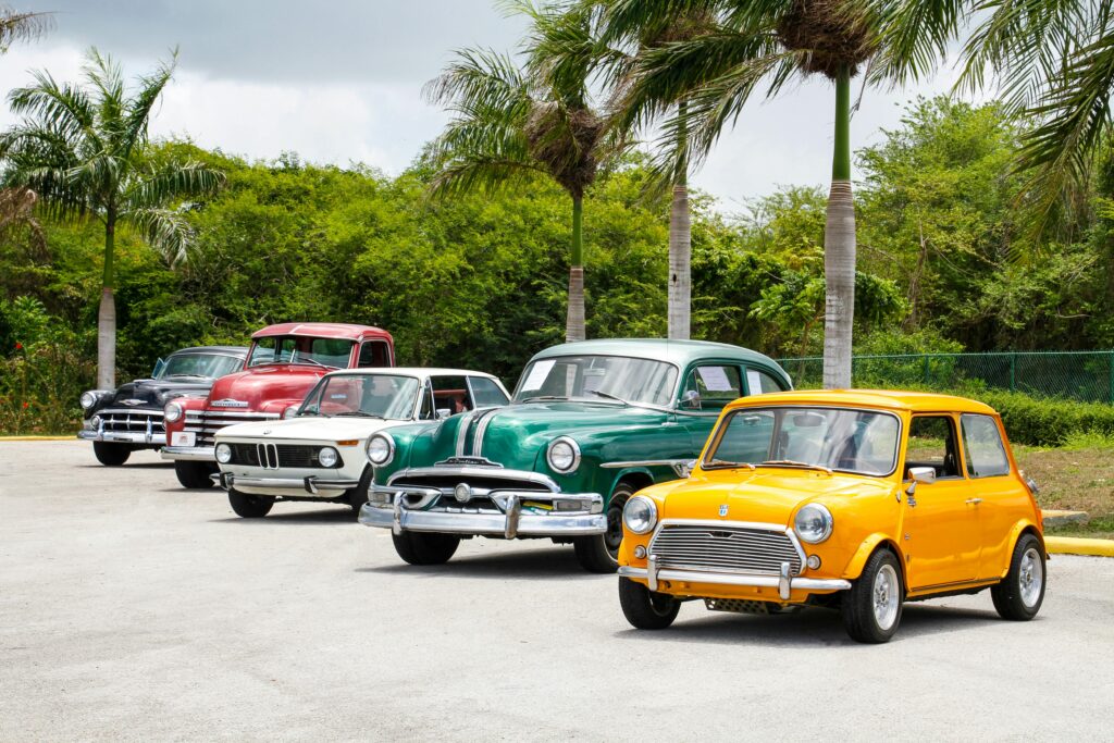 Group of cars parked at one of the top Myrtle Beach car shows. 