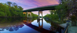 View from the Riverwalk in Historic Downtown Conway, a great date night for couples.