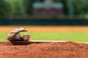 baseball mitt on mound